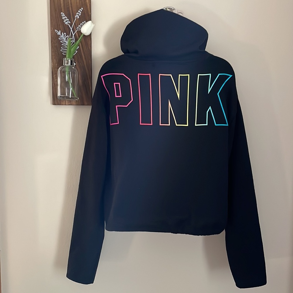 VS PINK Rainbow Elastic Waist Hooded Sweatshirt Size M